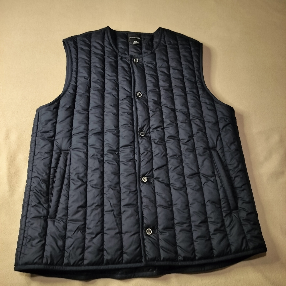 Club Monaco Men's Blue Navy Vest Quilted Shell Gilet Sz M.